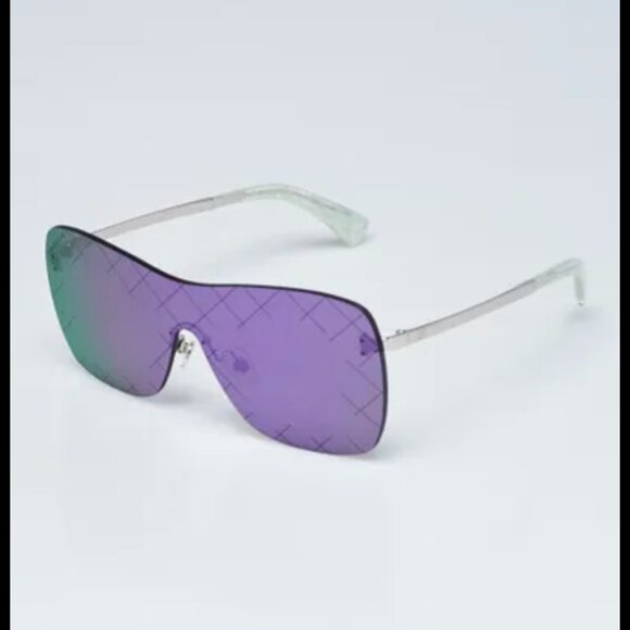 Chanel 4215 CC Shield Quilting Runway Sunglasses purple-mirror silver luxury - Picture 4 of 13